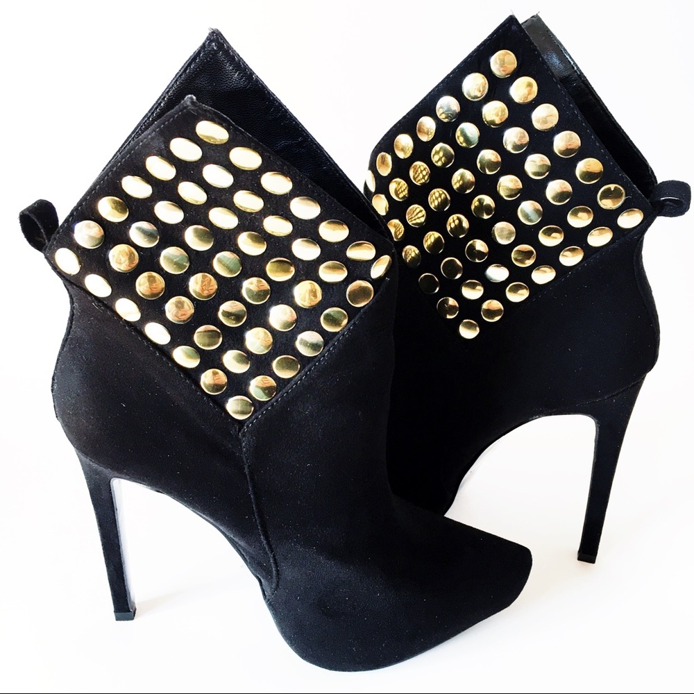 ✨ Shoe Dazzle Black Suede Stiletto Booties 6.5 - Picture 4 of 6